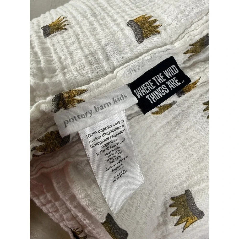Pottery Barn Kids Where The Wild Things Are Blanket Swaddle Crowns Baby 45x45 In
